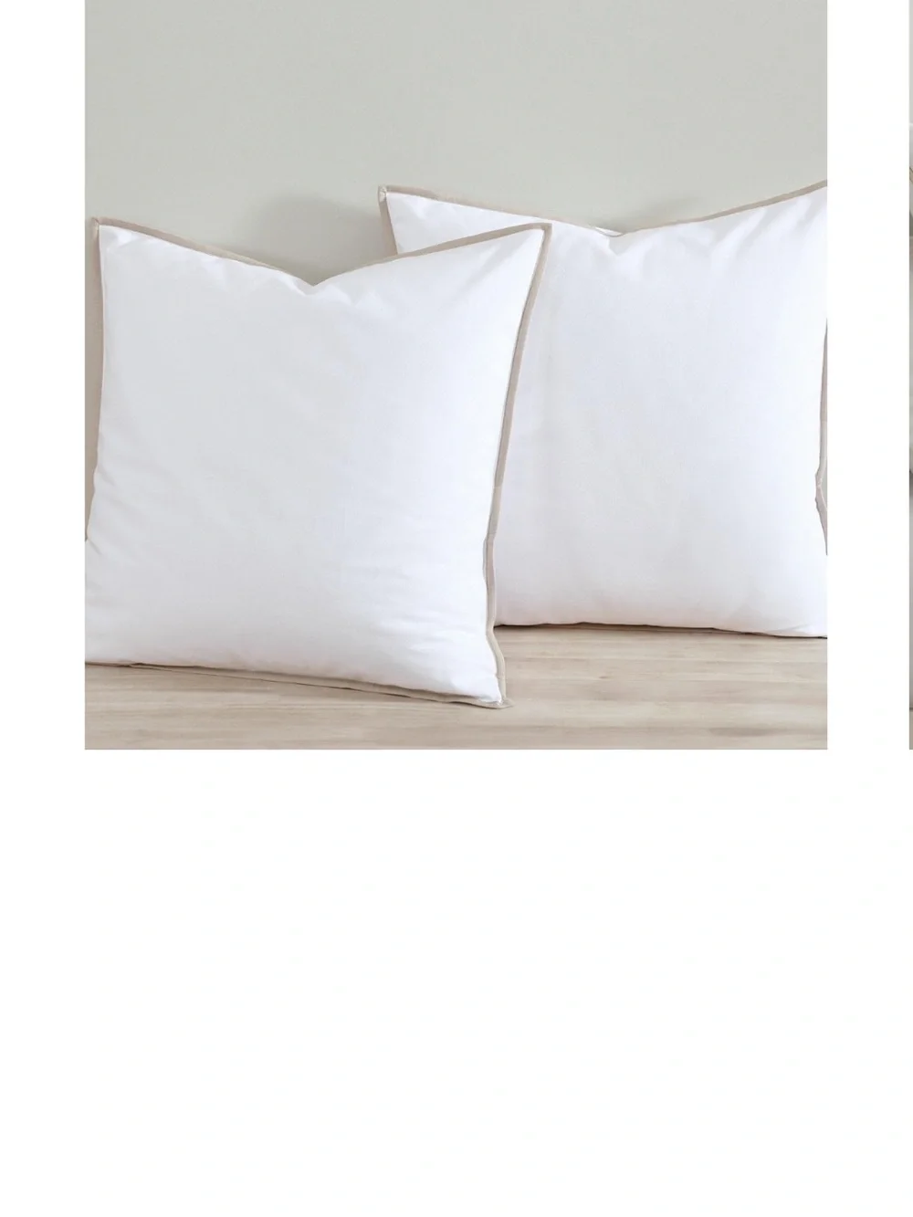 Tommy Bahama White Canvas Pillow Shams with Tan Piping - Pair of 2